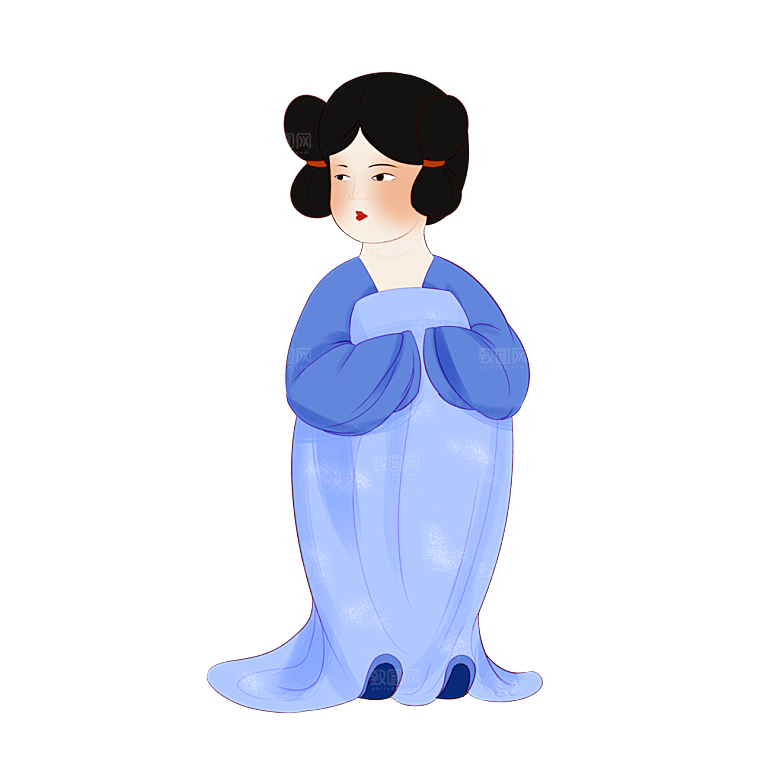 手绘唐朝人物元素插画素材