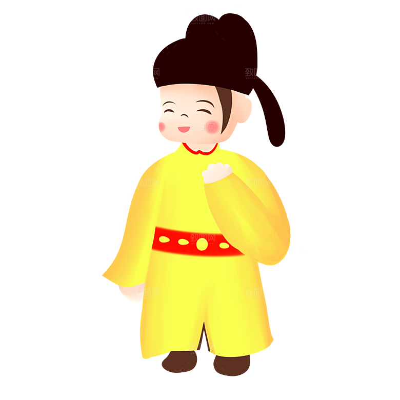手绘唐朝人物元素插画素材