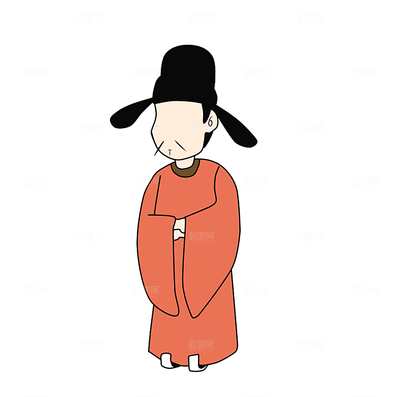 手绘唐朝人物元素插画素材