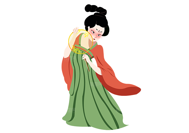 手绘唐朝人物元素插画素材