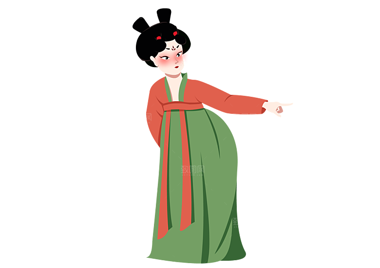 手绘唐朝人物元素插画素材