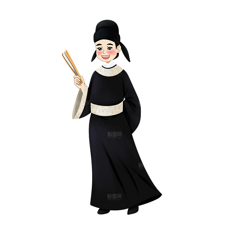 手绘唐朝人物元素插画素材