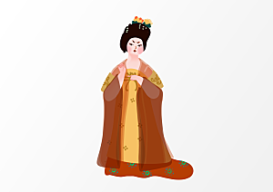 手绘唐朝人物元素插画素材