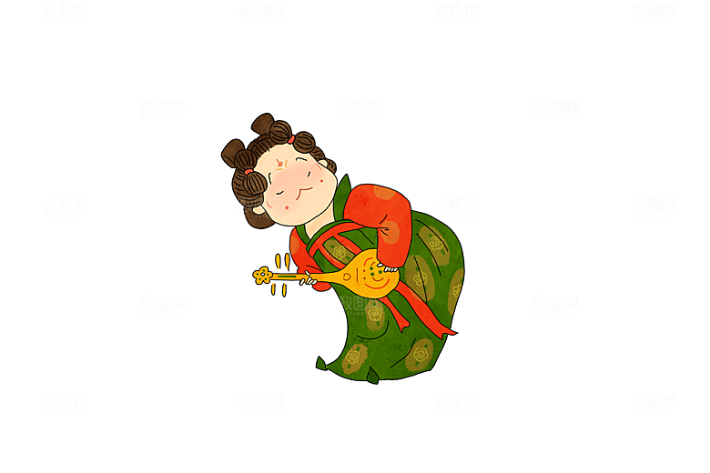 手绘唐朝人物元素插画素材
