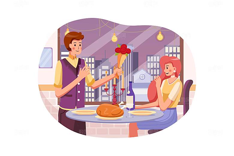 互联网扁平商务金融卡通人物办公场景插画