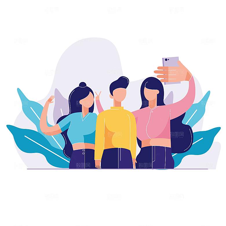互联网扁平商务金融卡通人物办公场景插画