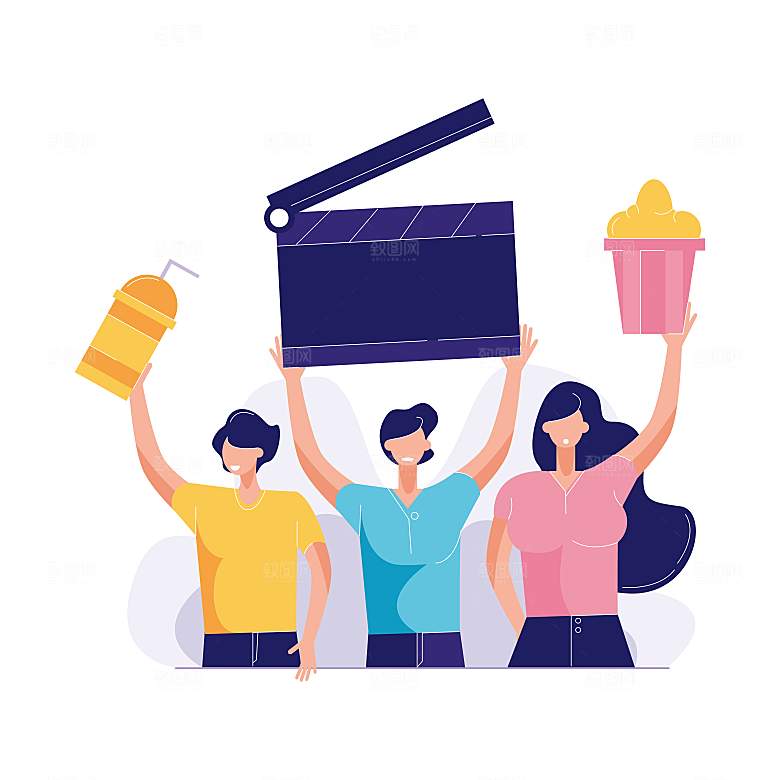 互联网扁平商务金融卡通人物办公场景插画