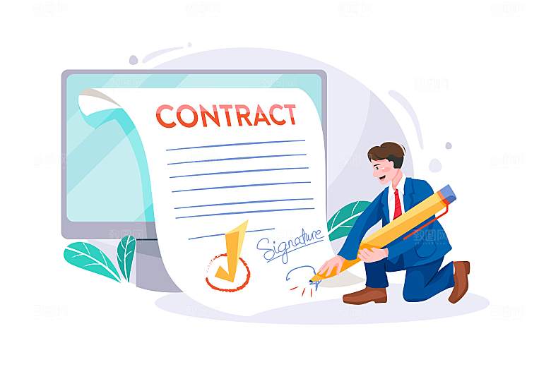 互联网扁平商务金融卡通人物办公场景插画