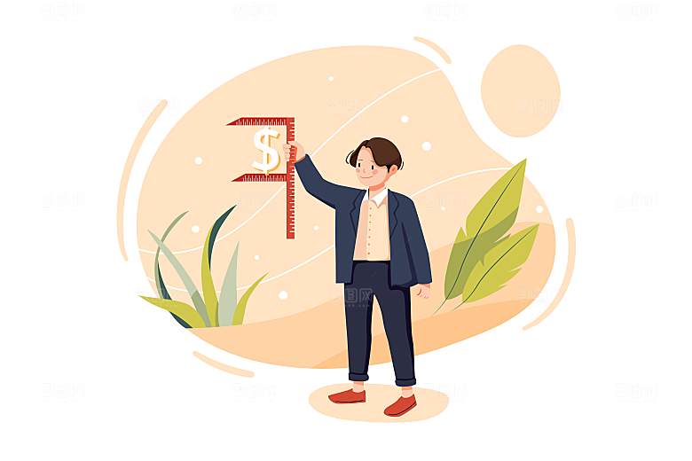 互联网扁平商务金融卡通人物办公场景插画