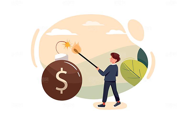 互联网扁平商务金融卡通人物办公场景插画