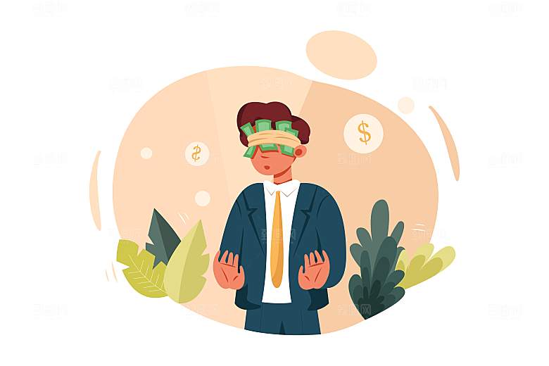 互联网扁平商务金融卡通人物办公场景插画
