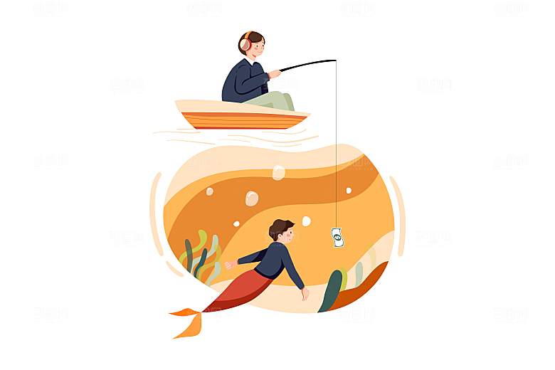 互联网扁平商务金融卡通人物办公场景插画