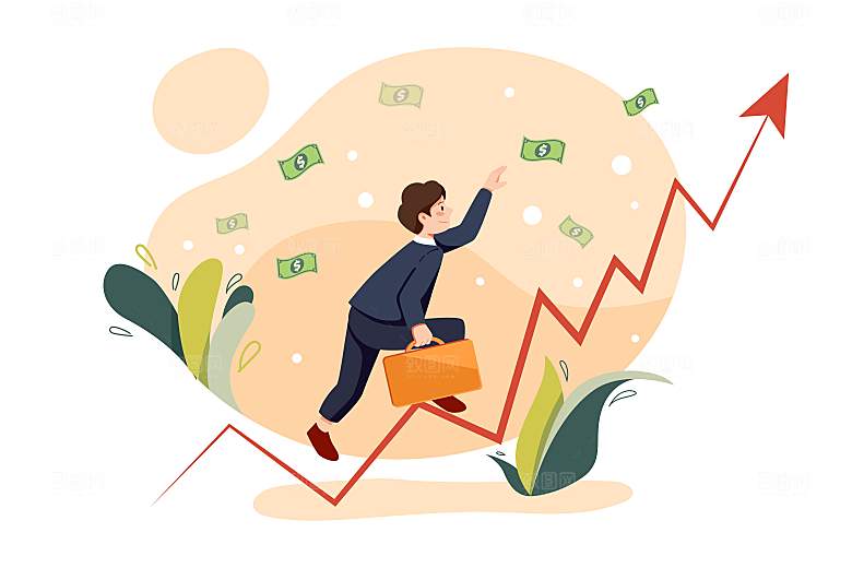 互联网扁平商务金融卡通人物办公场景插画