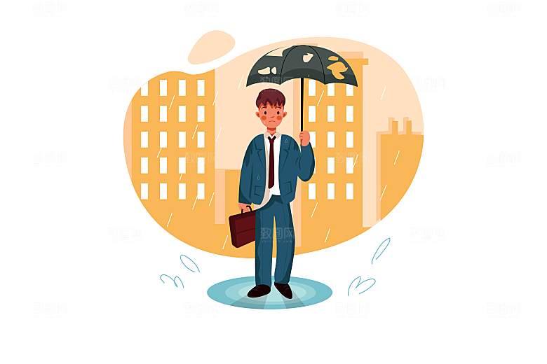 互联网扁平商务金融卡通人物办公场景插画