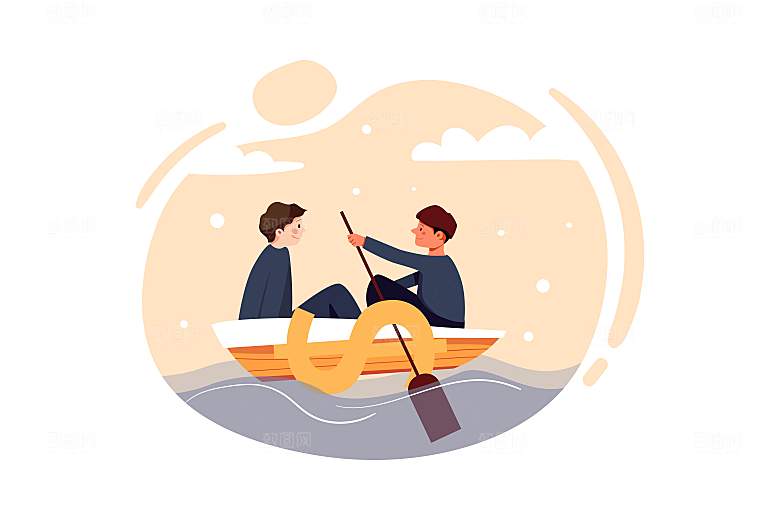 互联网扁平商务金融卡通人物办公场景插画