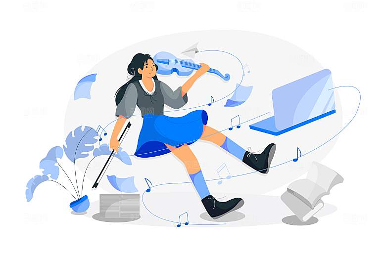 互联网扁平商务金融卡通人物办公场景插画
