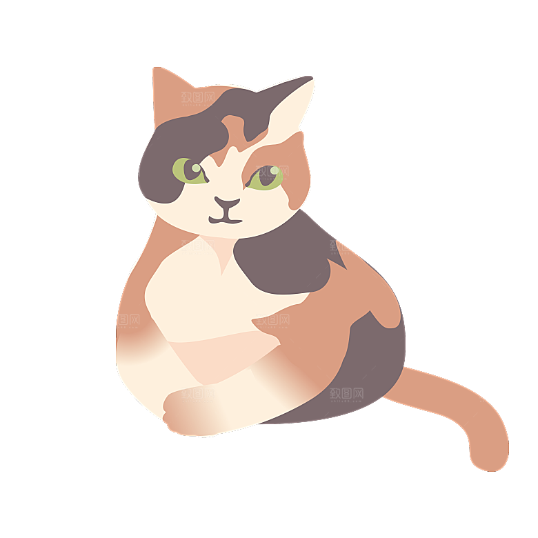 可爱卡通宠物猫咪插画手绘元素