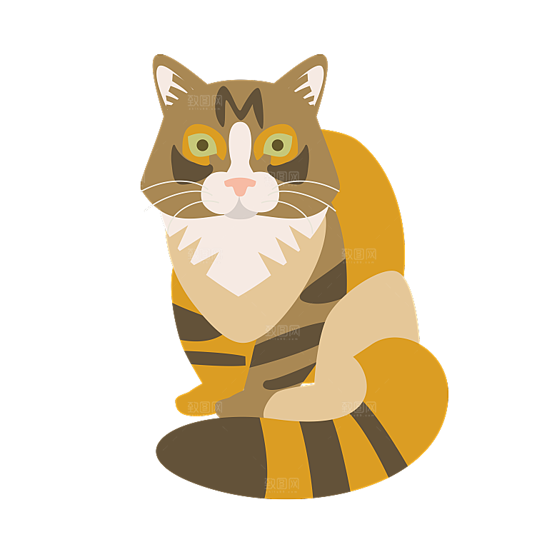 可爱卡通宠物猫咪插画手绘元素
