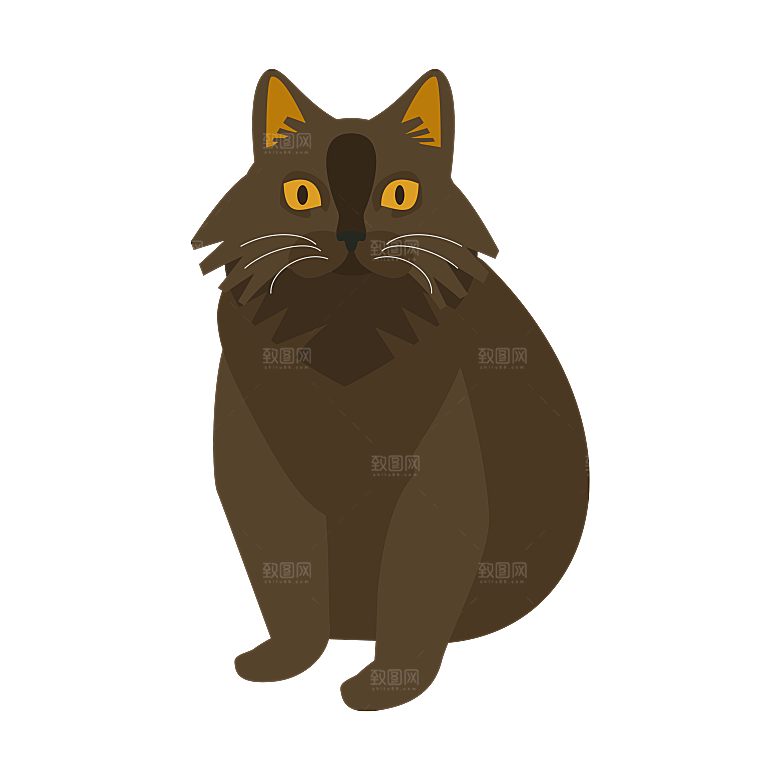 手绘动物猫贴图图案免扣素材