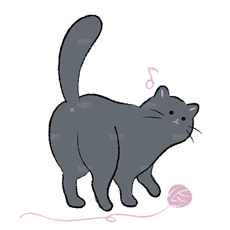 可爱卡通宠物猫咪插画手绘元素