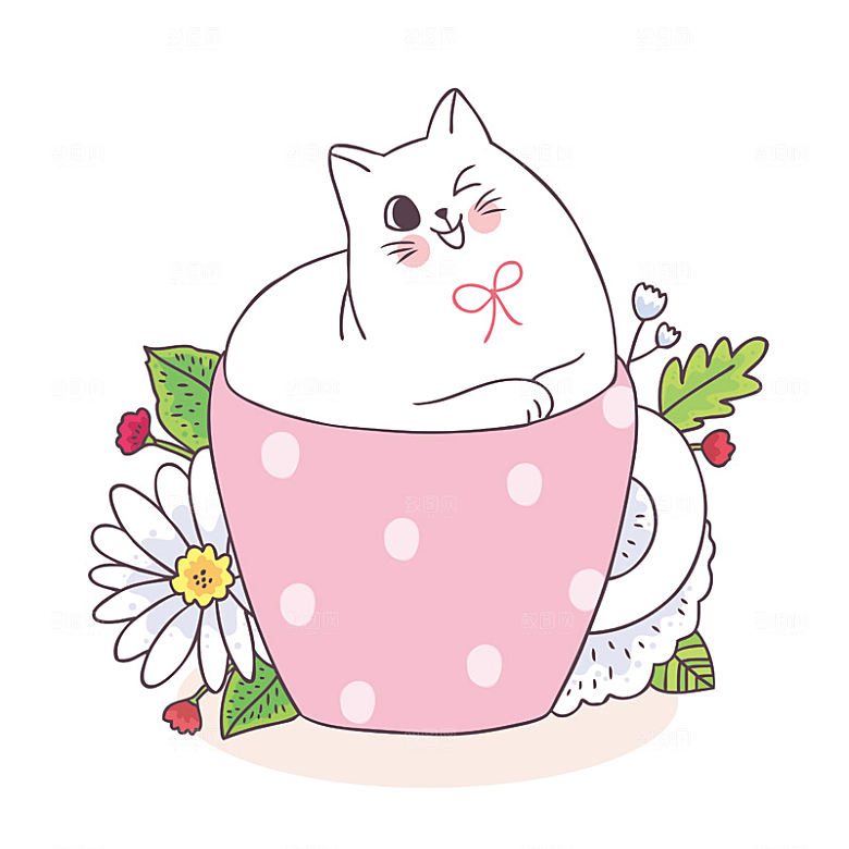 手绘动物猫贴图图案免扣素材