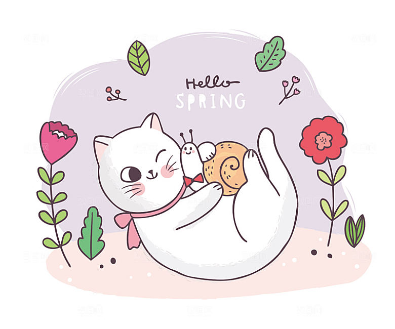 手绘动物猫贴图图案免扣素材