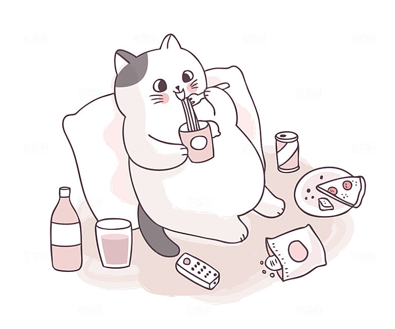 手绘动物猫贴图图案免扣素材