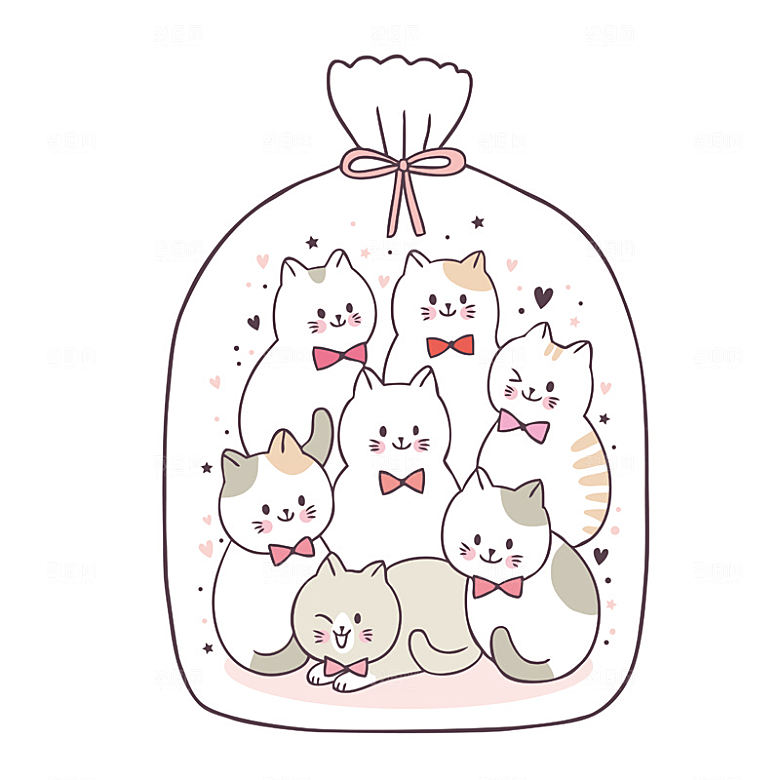 手绘动物猫贴图图案免扣素材