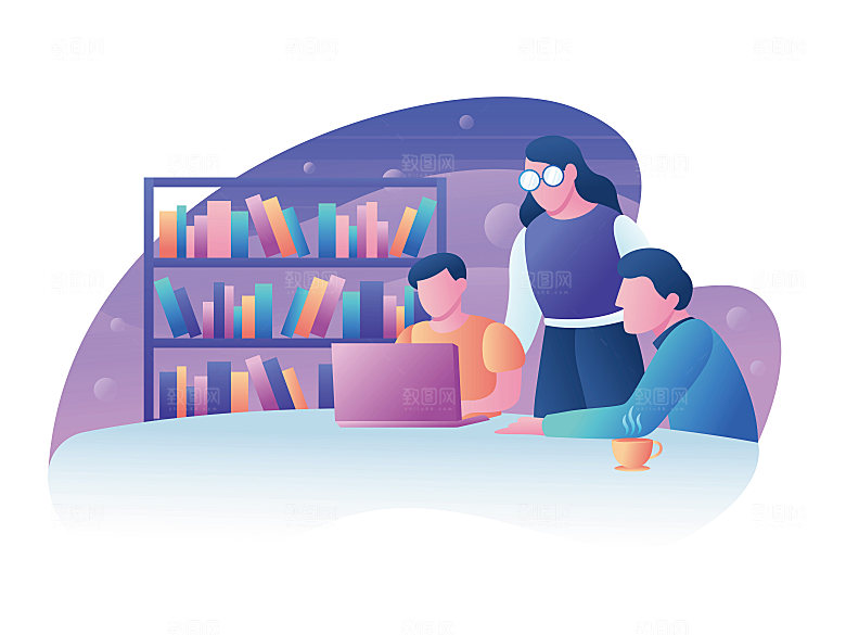 卡通可爱办公商务插画元素