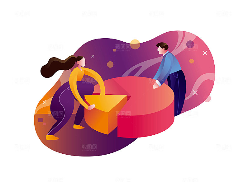 卡通可爱办公商务插画元素