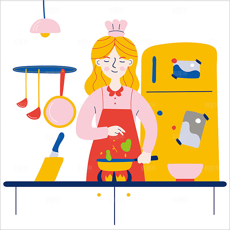 简约大气人物汽车插画免扣元素
