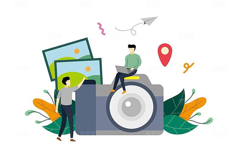互联网扁平商务金融卡通人物办公场景插画