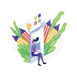 互联网扁平商务金融卡通人物办公场景插画