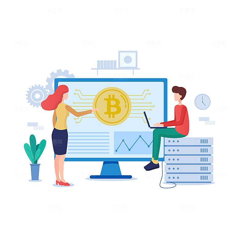 互联网扁平商务金融卡通人物办公场景插画