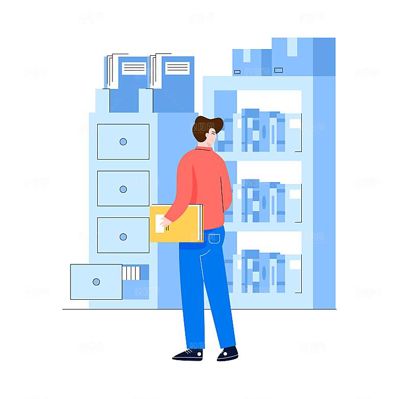 互联网扁平商务金融卡通人物办公场景插画