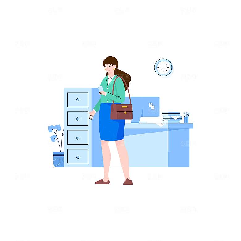 互联网扁平商务金融卡通人物办公场景插画