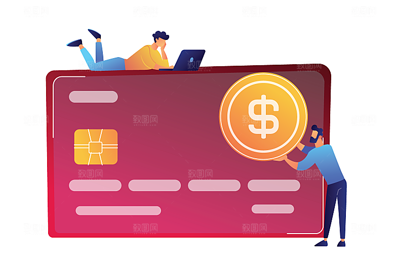 互联网扁平商务金融卡通人物办公场景插画