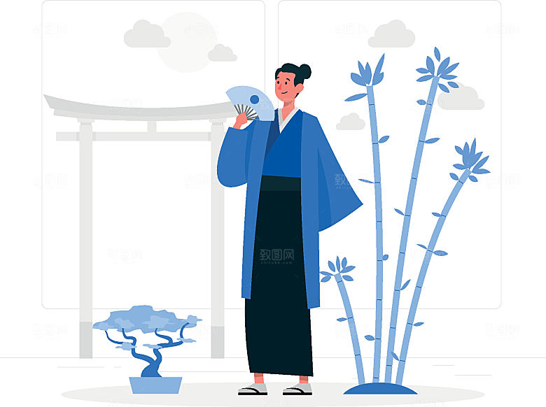 互联网扁平商务金融卡通人物办公场景插画
