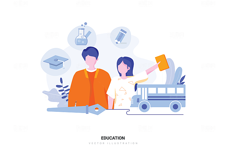 互联网扁平商务金融卡通人物办公场景插画