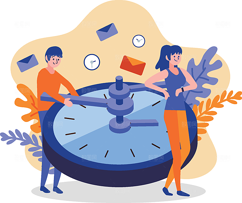互联网扁平商务金融卡通人物办公场景插画