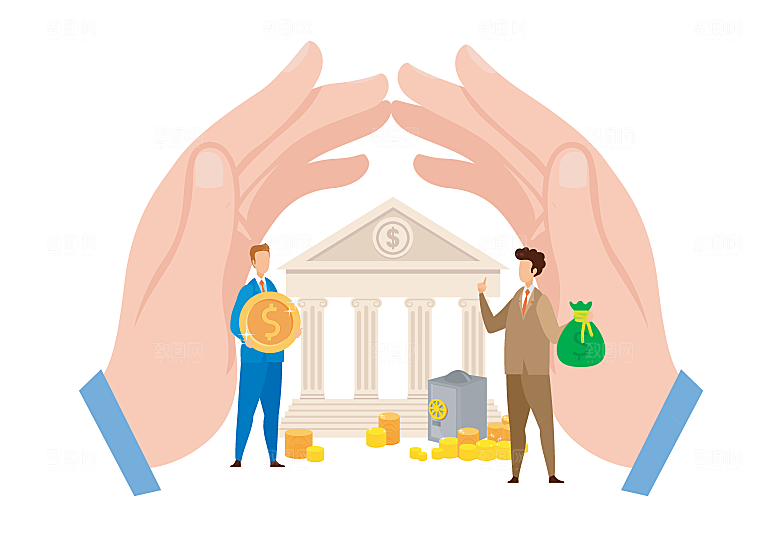 互联网扁平商务金融卡通人物办公场景插画