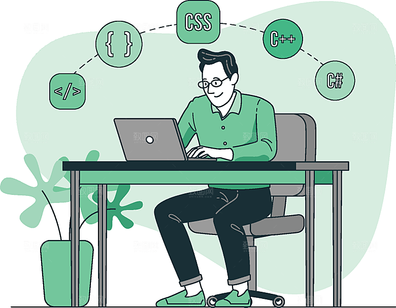 互联网扁平商务金融卡通人物办公场景插画