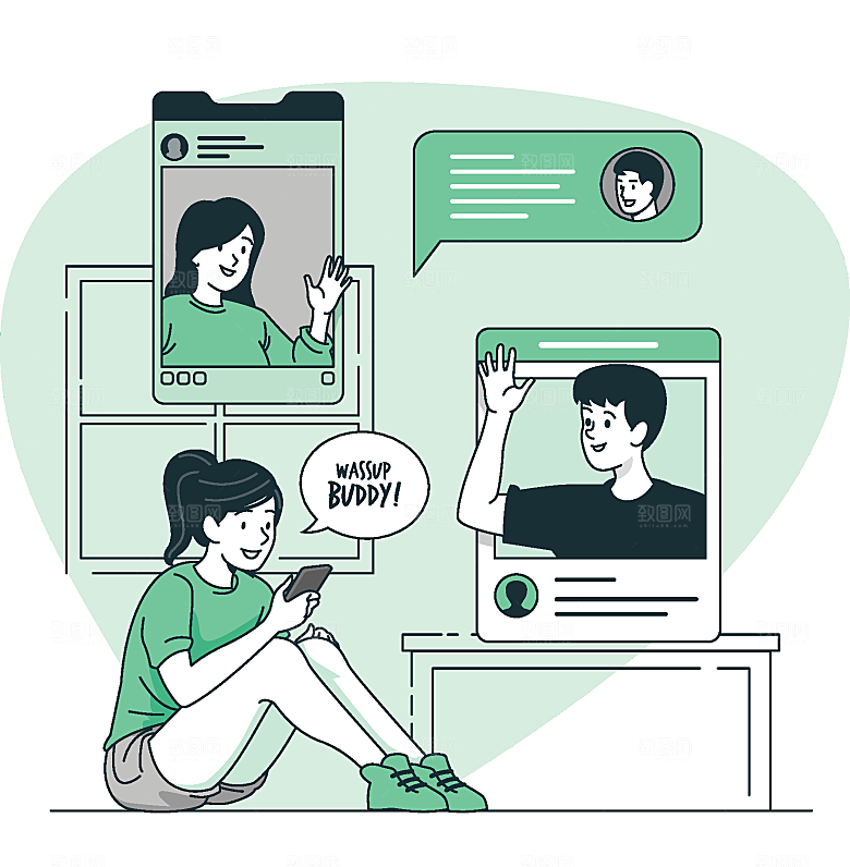 互联网扁平商务金融卡通人物办公场景插画