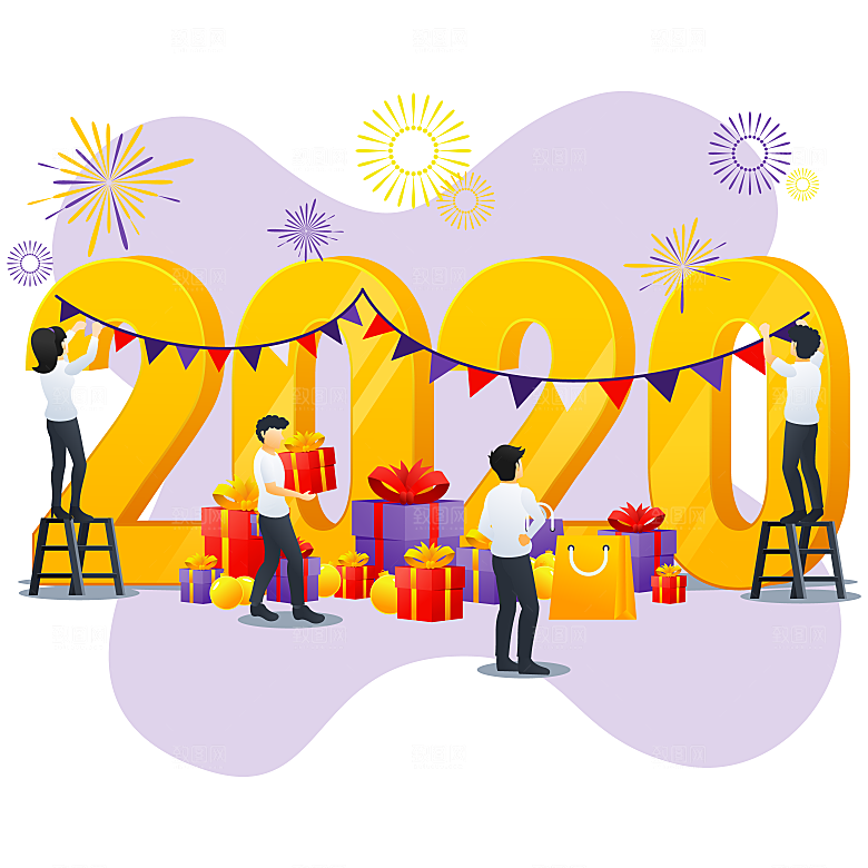 互联网扁平商务金融卡通人物办公场景插画
