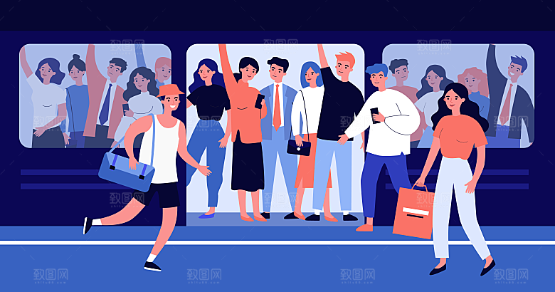 互联网扁平商务金融卡通人物办公场景插画