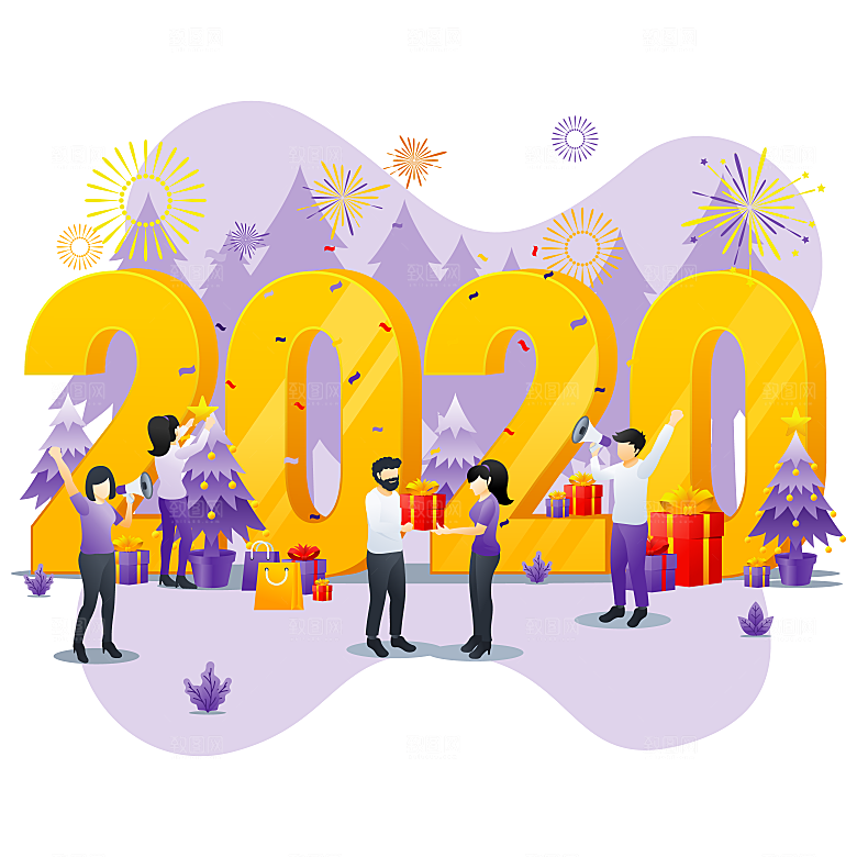 互联网扁平商务金融卡通人物办公场景插画