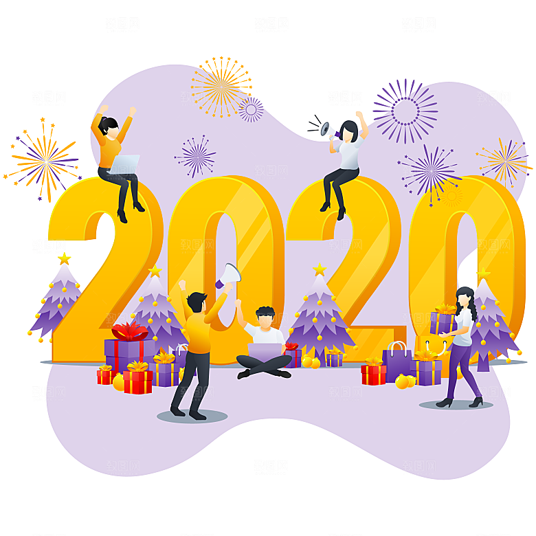 互联网扁平商务金融卡通人物办公场景插画