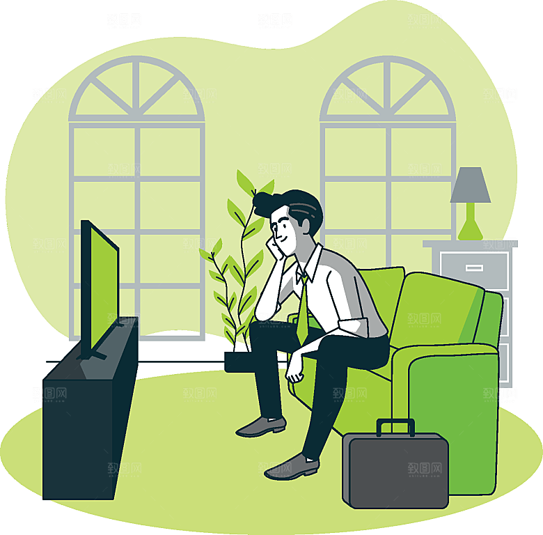 互联网扁平商务金融卡通人物办公场景插画