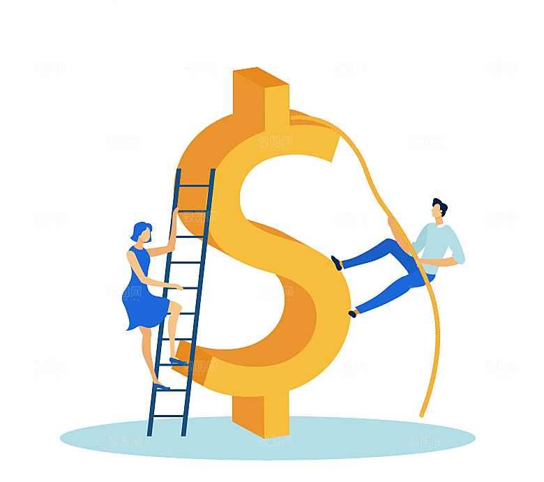互联网扁平商务金融卡通人物办公场景插画