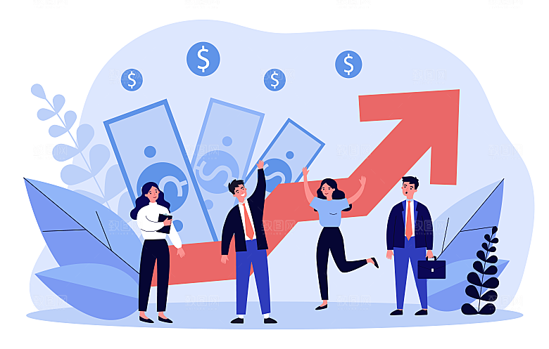 互联网扁平商务金融卡通人物办公场景插画